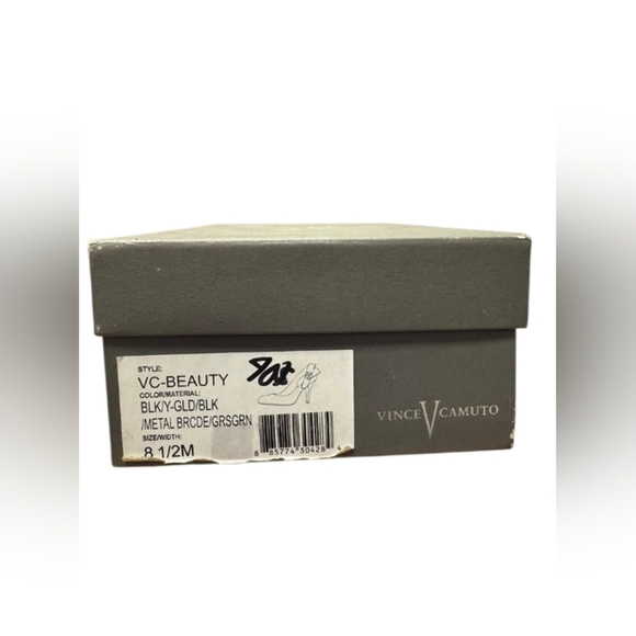 Vince Camuto NWT Heels V-C Beauty Bows Black/Gold Leather Size 8 1/2 - Picture 10 of 10